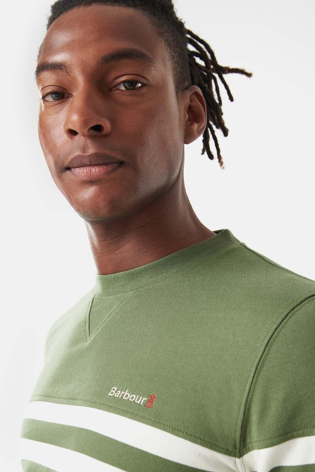 Firthmoor stripe crew T-shirt - BURNT OLIVE