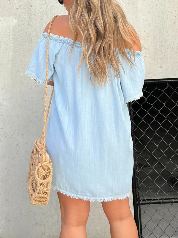 Robe en jean décontractée à manches courtes (2 achetées, livraison gratuite)