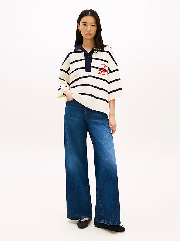 Premium Knit Gold-Tone Button Polo Jumper