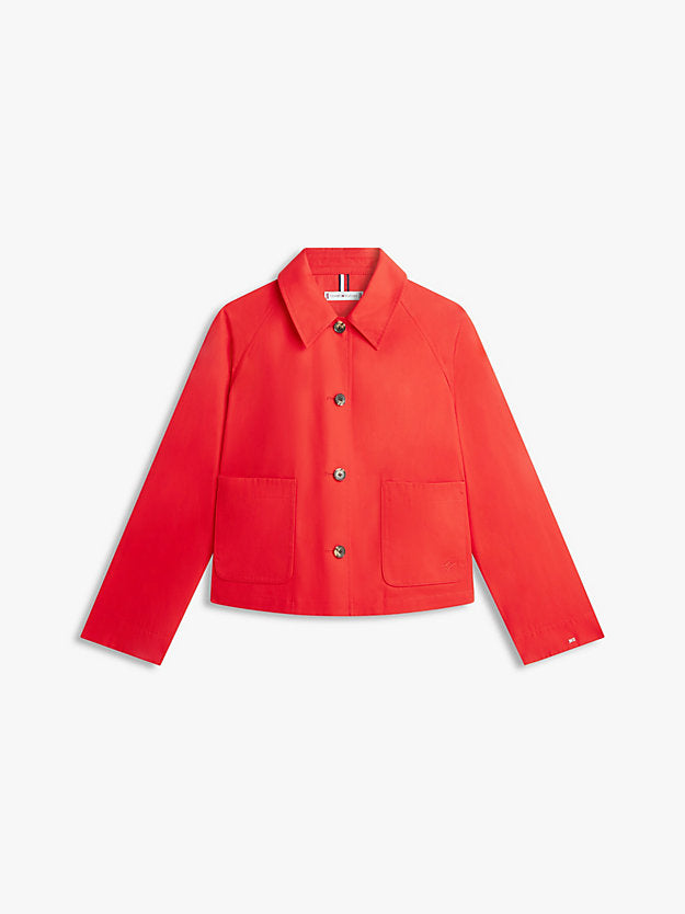 Water Repellent Collared Relaxed Short Jacket