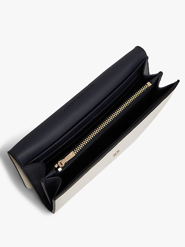 Metallic Logo Textured Flap Wallet