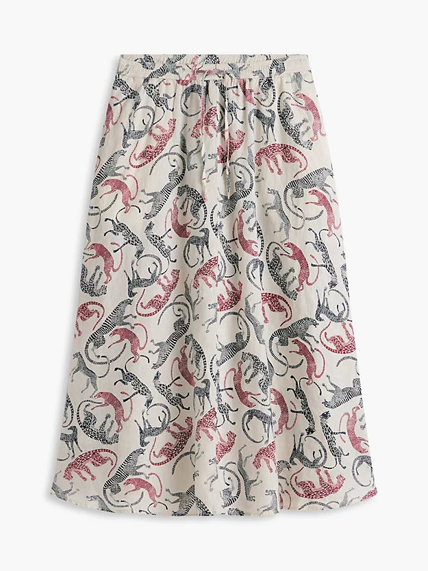 Pure Linen A-Line Midi Skirt