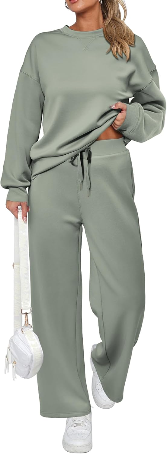 Damen Baumwoll-Zweiteiler Oversize-Half-Zip-Sweatshirt Weite Jogginghose Freizeitanzug