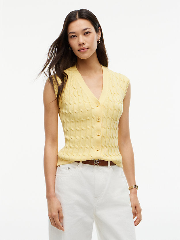 Cable Knit Slim Cap Sleeve Cardigan