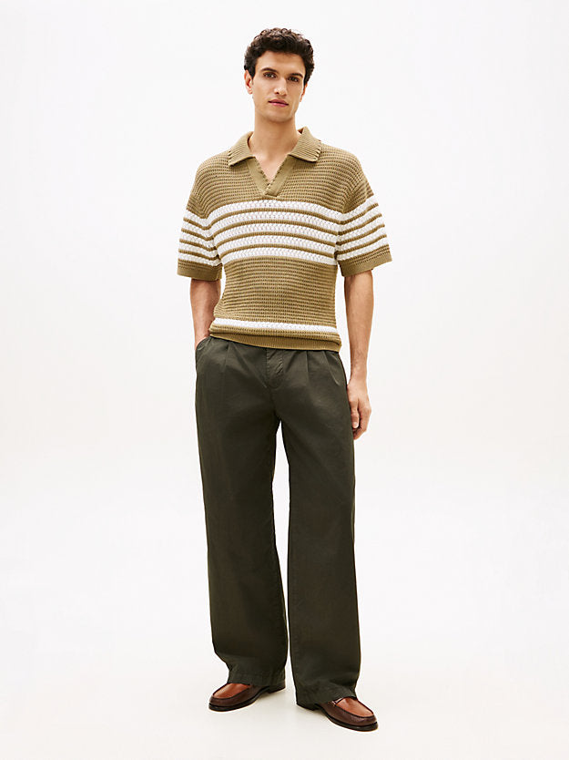 Lightweight Paper Touch Pleated Loose Trousers