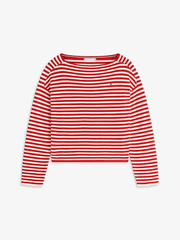 Flag Embroidery Boat Neck Jumper