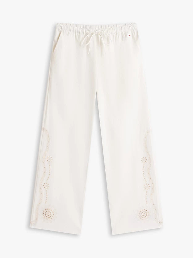 Broderie Anglaise Drawstring Trousers WiLinen