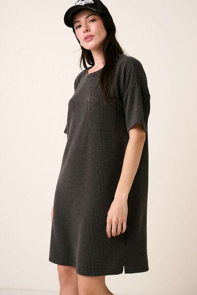 Robe T-shirt Courte en Maille Côtelée Urban Mittoshop