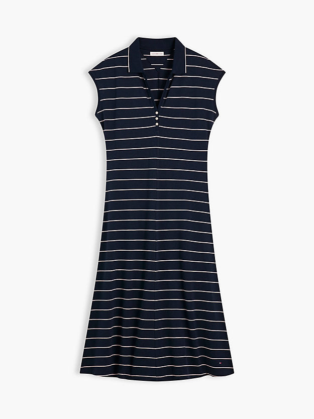 Pique Henley Midi Polo Dress