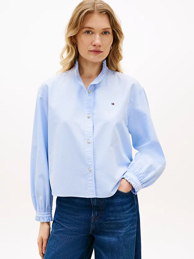 Boxy Fit Ruffle Short Oxford Shirt