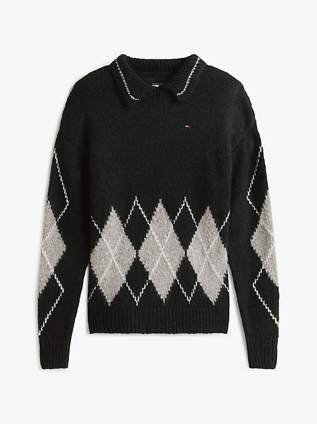Argyle Oversized Polo Jumper WiAlpaca