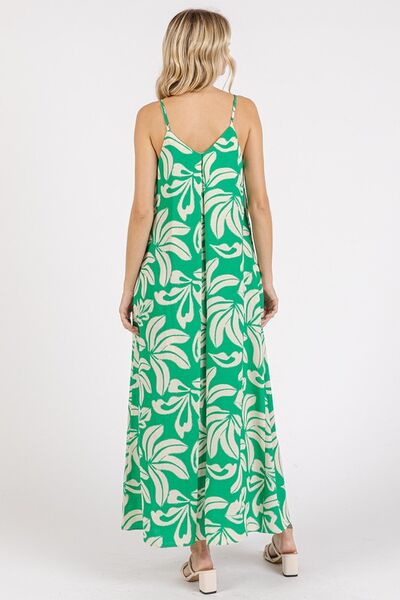 Robe longue à fines bretelles et col en V imprimée Mittoshop avec poches