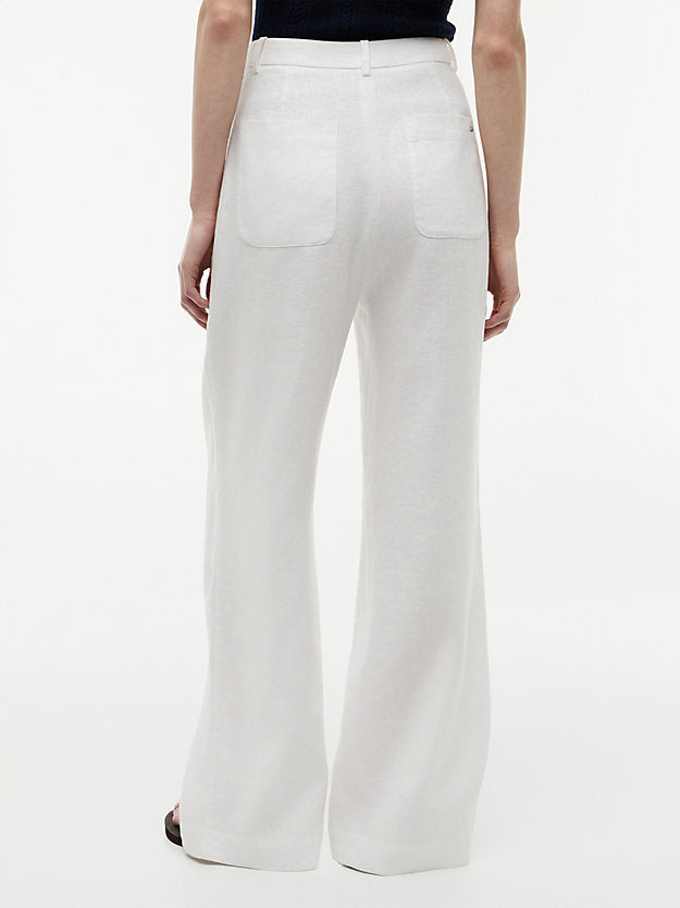 Linen Blend Tailored Wide Leg Trousers