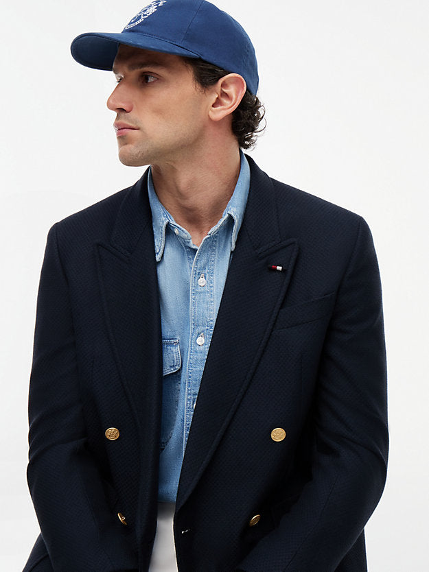 Regular Fit Wool Blend Double Breasted Blazer