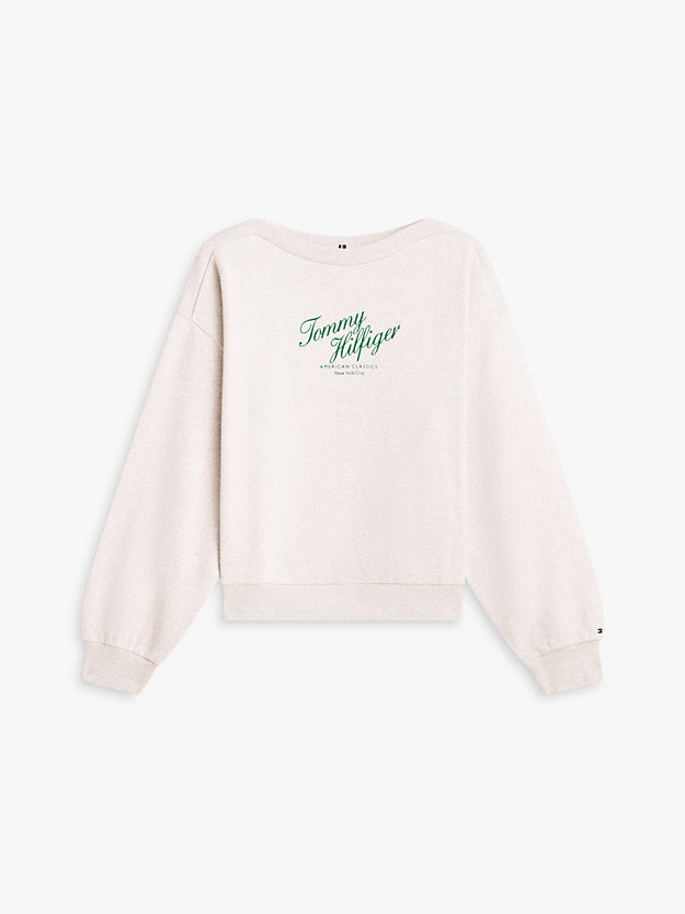 Logo Relaxed Boat Neck Sweatshirt