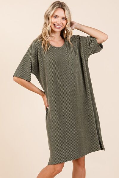 Robe t-shirt en maille côtelée urbaine Mittoshop à manches courtes