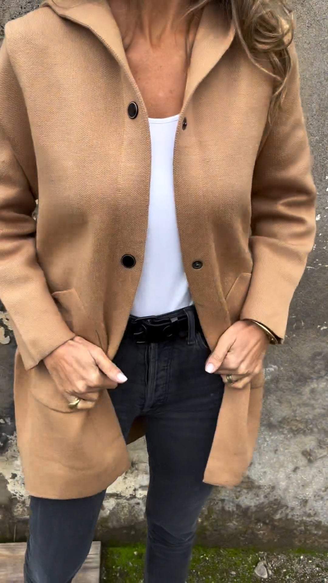 SOLDES EXCEPTIONNELLES 🔥 Veste décontractée femme à capuche, manches longues et boutonnage latéral