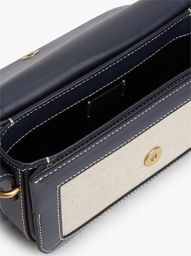 Canvas Leather Trim Crossbody Bag