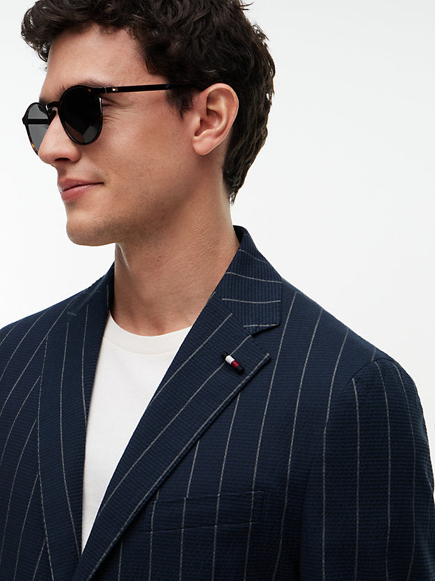 Flex Pinstripe Regular Fit Seersucker Blazer