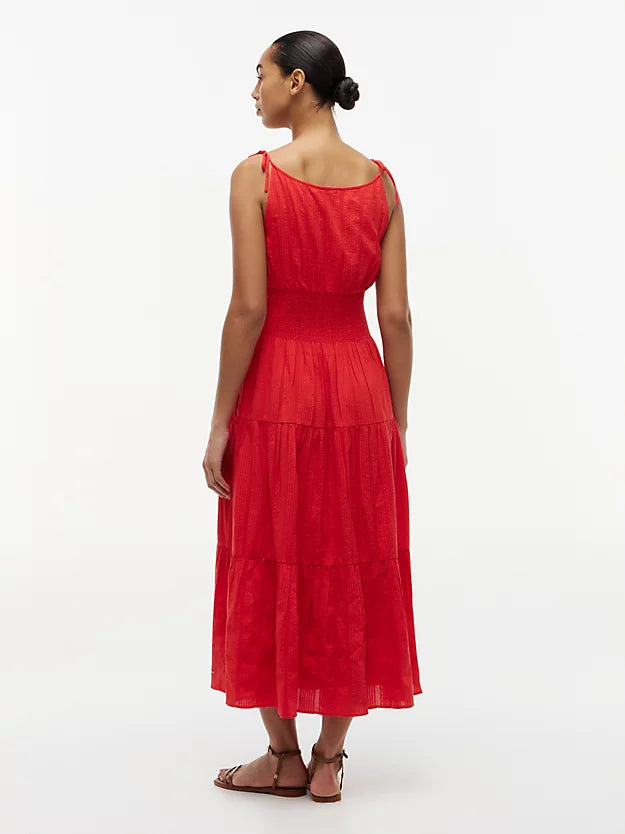 Self-Tie Strap Smock Midi Dress