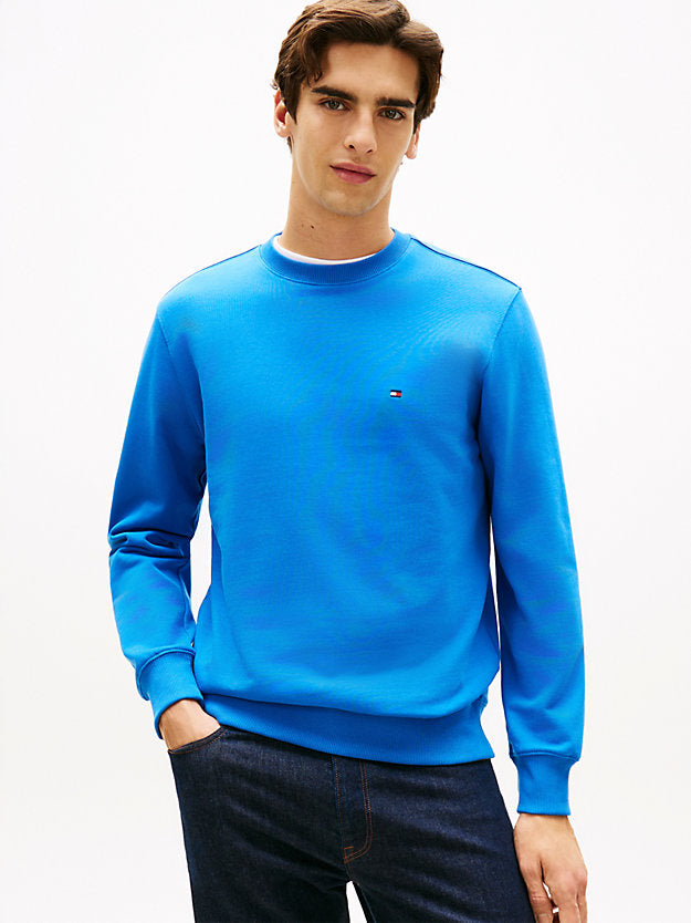 Flag Embroidery Terry Crew Neck Sweatshirt