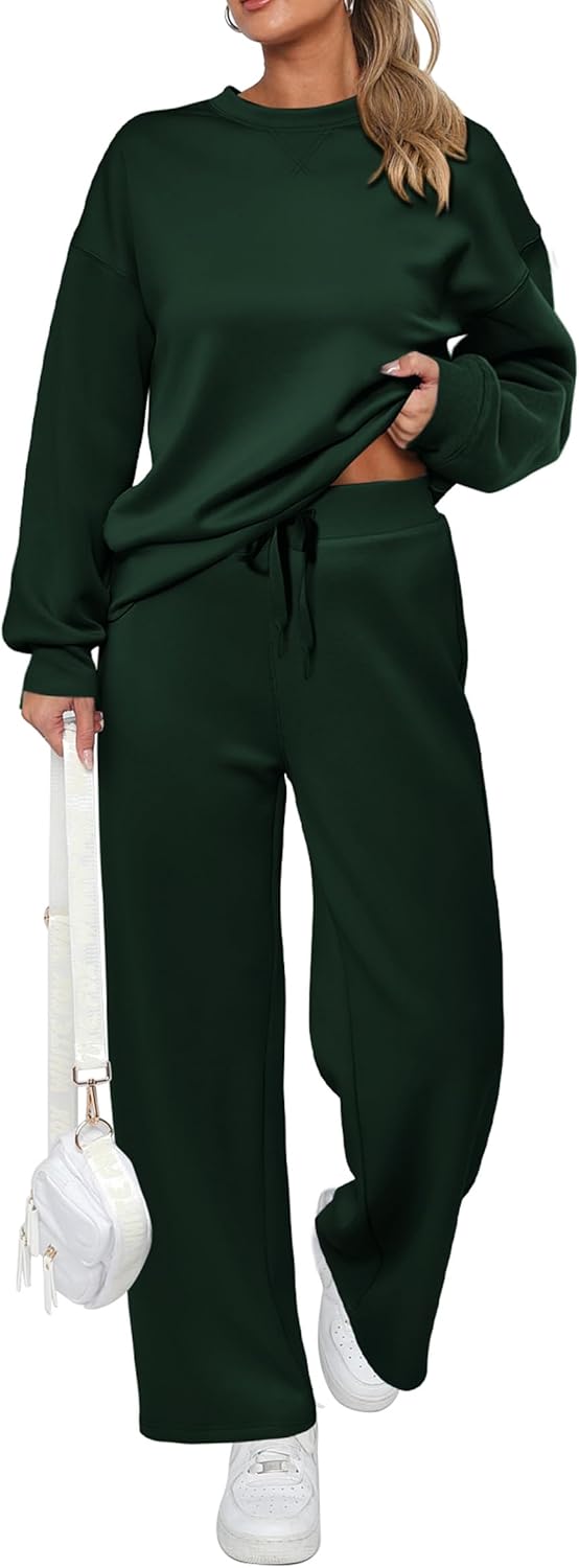 Damen Baumwoll-Zweiteiler Oversize-Half-Zip-Sweatshirt Weite Jogginghose Freizeitanzug