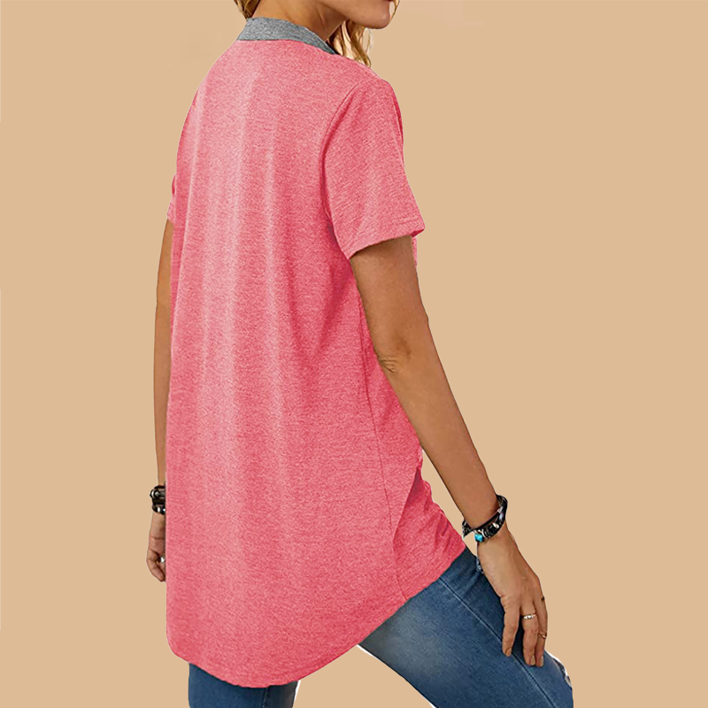 T-shirt décontracté ample à manches courtes et à boutonnage simple