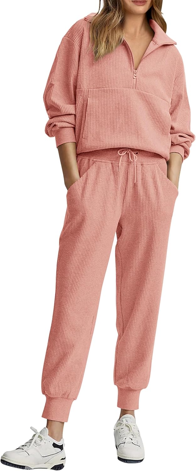NOUVEAU 🔥 Ensemble décontracté deux pièces en coton pour femme : sweatshirt ample à cordon de serrage et pantalon de survêtement large