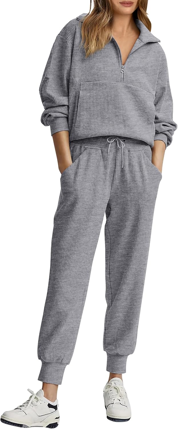 NOUVEAU 🔥 Ensemble décontracté deux pièces en coton pour femme : sweatshirt ample à cordon de serrage et pantalon de survêtement large