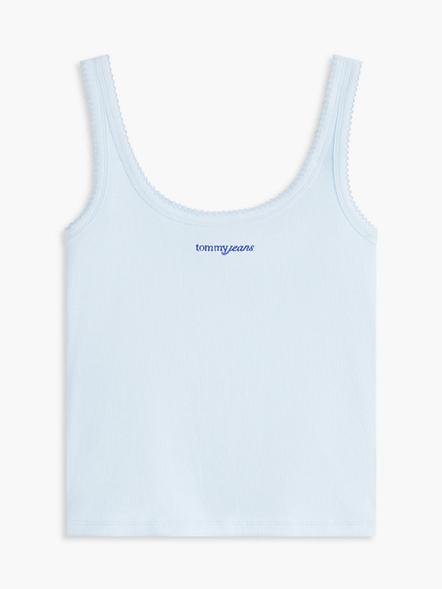 Logo Embroidery Slim Ribbed Tank Top