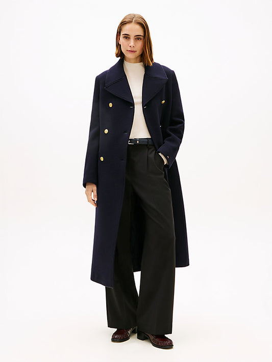 Wool Blend Longline Slim Tailored Coat