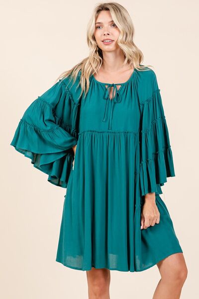 Robe Mittoshop à volants, col lavallière et manches cloche