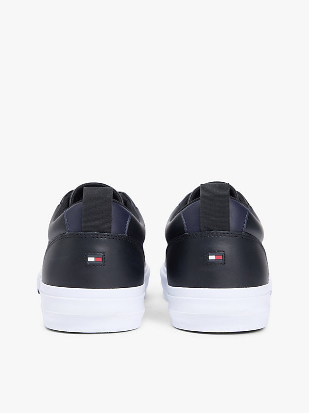 Contrast Midsole Debossed Leather Trainers