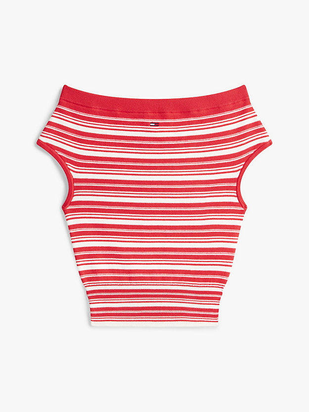 Stripe Off-The-Shoulder Slim Jumper