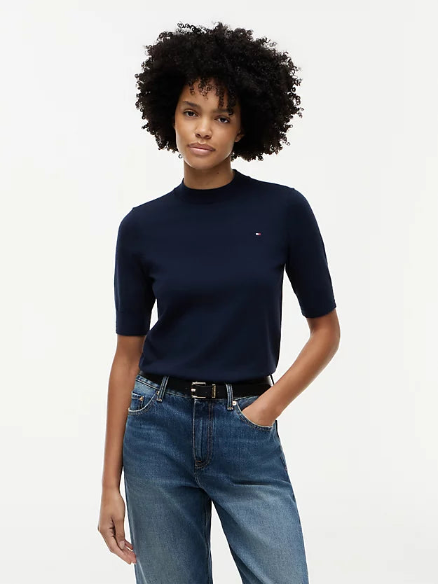 Fine Knit Jersey Short Sleeve Jumper