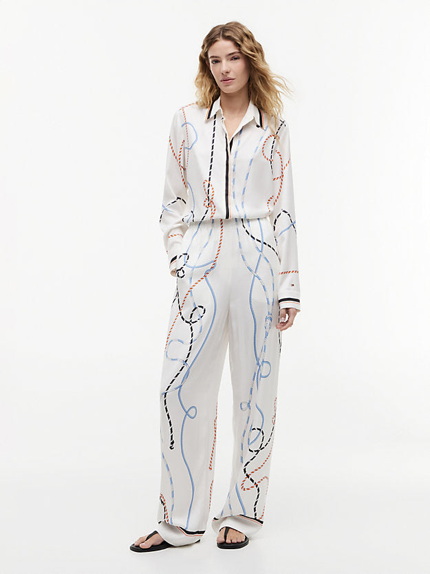 Rope Print Relaxed Straight Trousers