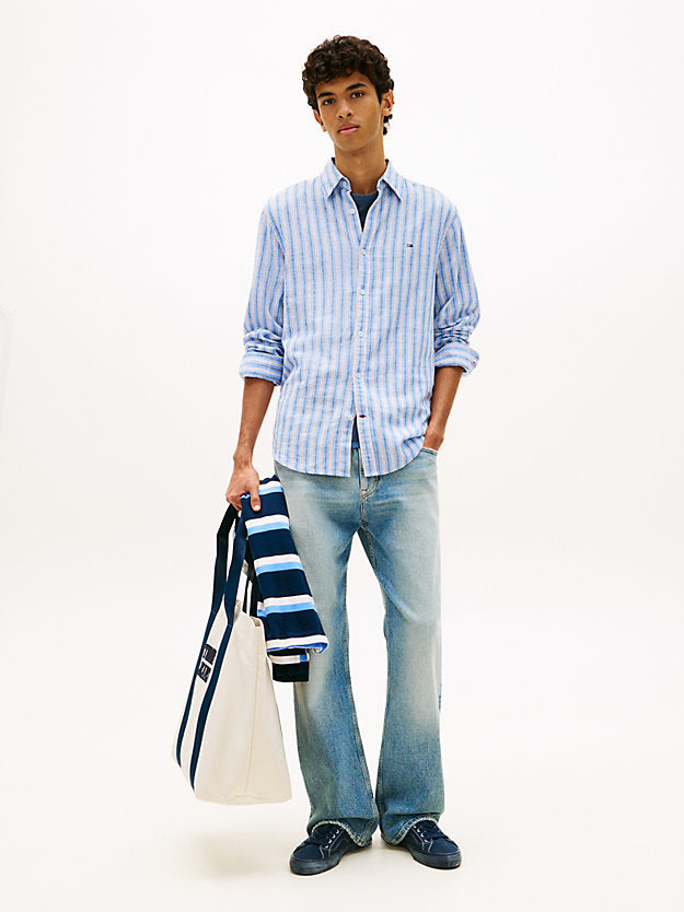 Regular Fit Stripe Linen Blend Shirt