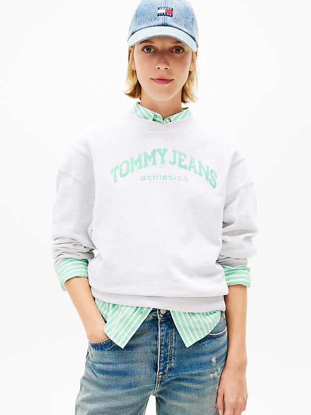 Contrast Logo Embroidery Boxy Sweatshirt