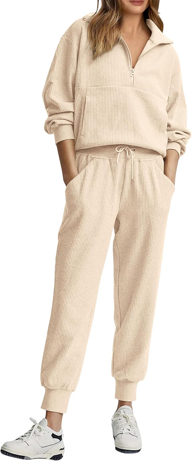 NOUVEAU 🔥 Ensemble décontracté deux pièces en coton pour femme : sweatshirt ample à cordon de serrage et pantalon de survêtement large