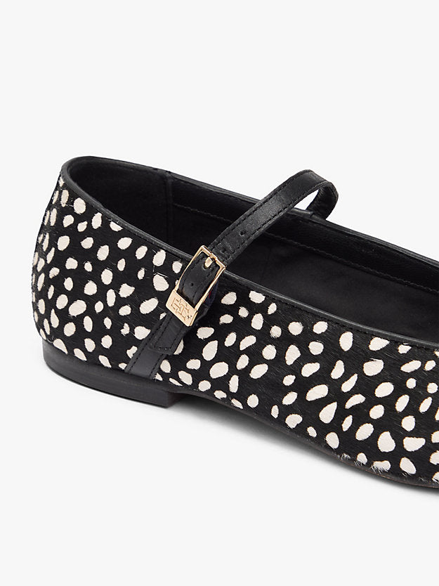 Snow Leopard Print Buckle Ballerinas