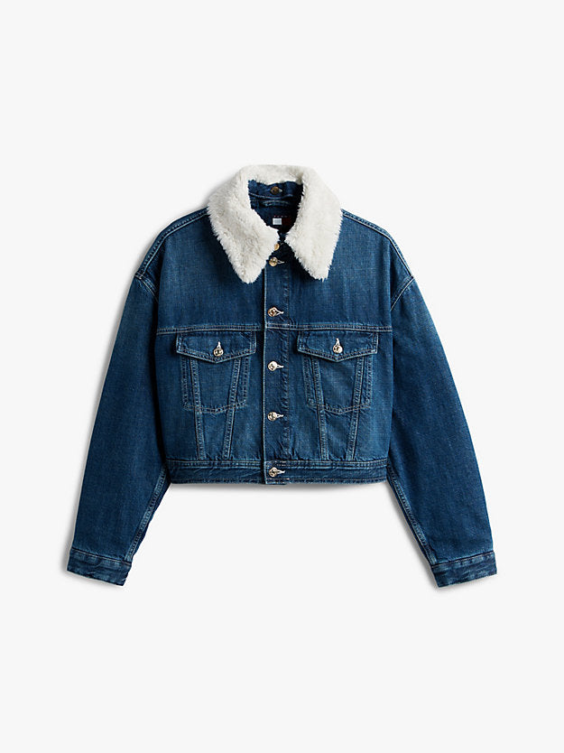 Girl Padded Denim Oversized Trucker Jacket