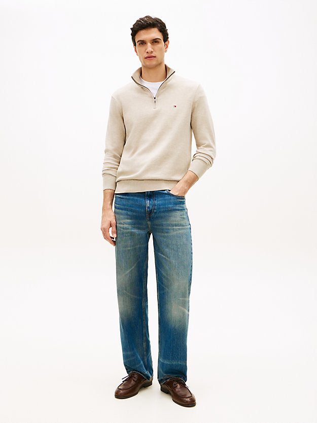Flag Embroidery Quarter-Zip Jumper