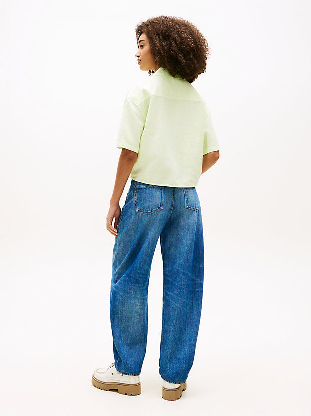 Relaxed Fit Linen Blend Tie Front Shirt