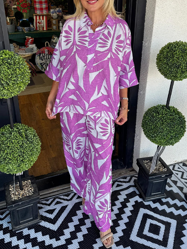 Nouveau🔥Ensemble deux pièces décontracté ample à fleurs pour femme