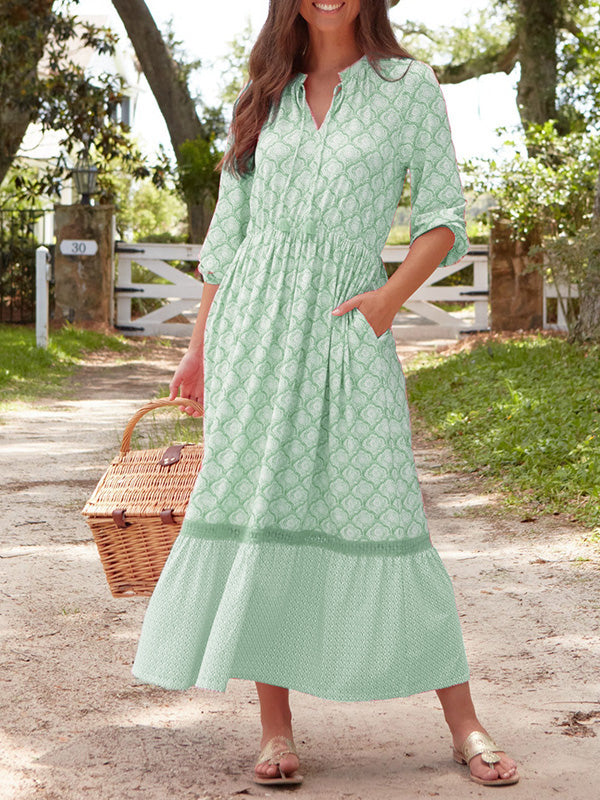 NOUVEAU🔥 Robe imprimée à col rond avec cordon de serrage