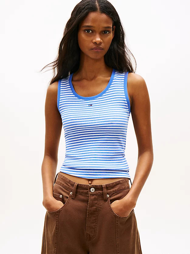 Ribbed Scoop Neck Slim Tank Top