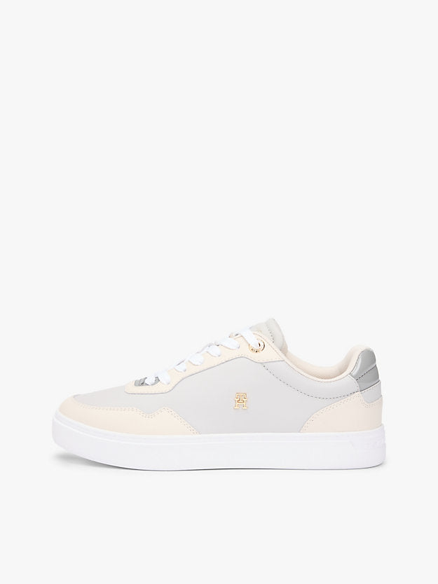 Leather Mixed Texture Cupsole Trainers