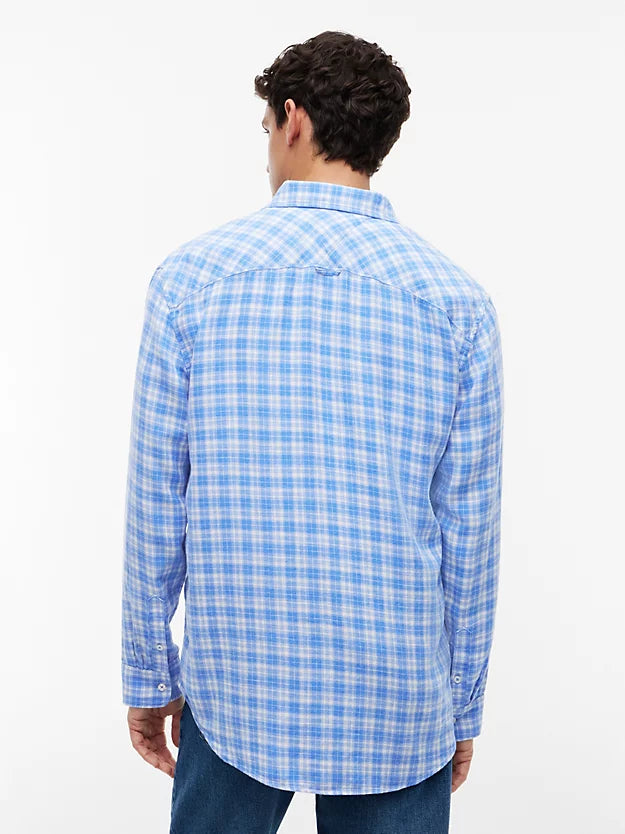 Relaxed Fit Check Linen Blend Shirt