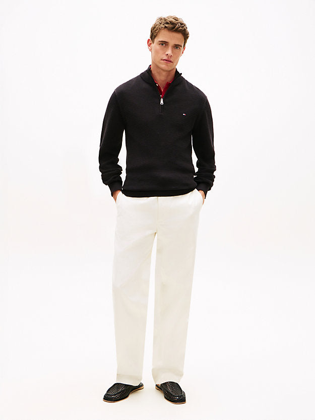 Textured Quarter-Zip Mock Neck Jumper