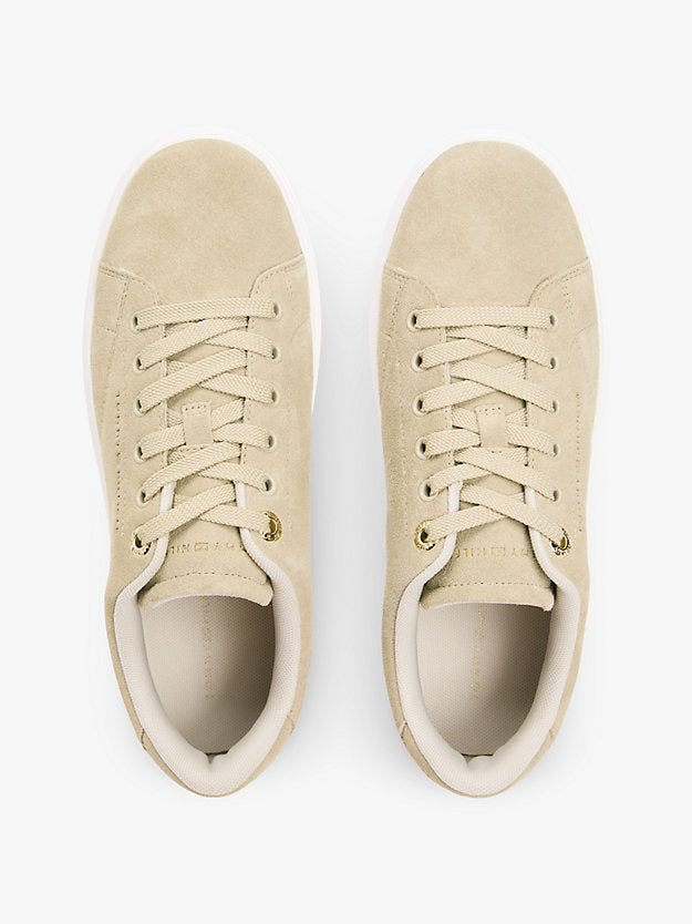 Suede Metallic Logo Cupsole Trainers